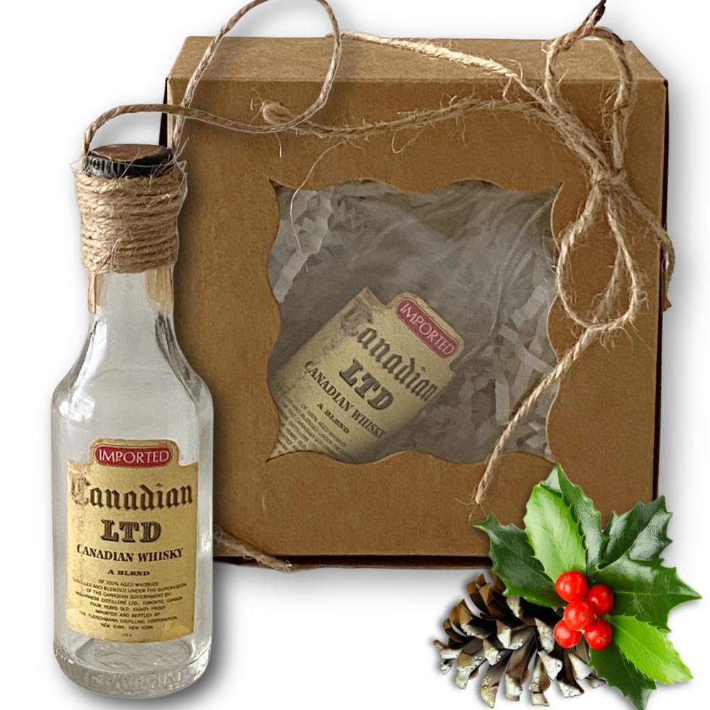 Canadian LTD Canadian Whisky Artisan Vintage Glass Miniature Bottle Ornament